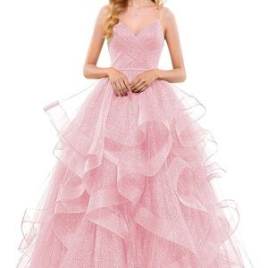 Elegant Pink Glitter Gown